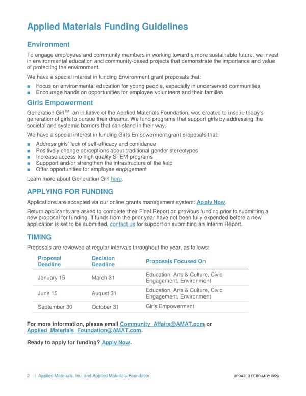 Applied Materials Funding Guidelines - Page 2