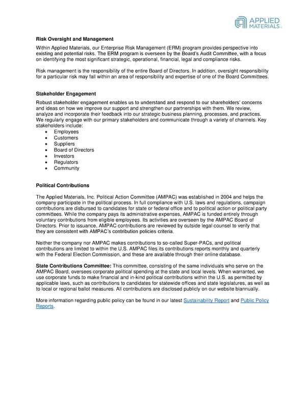 Applied Materials Corporate Governance - Page 2