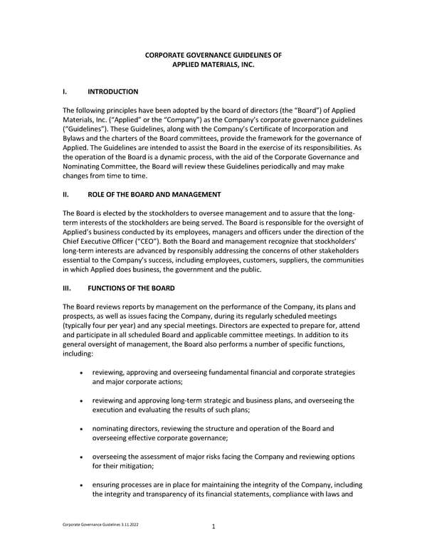 Corporate Governance Guidelines Core - Page 1